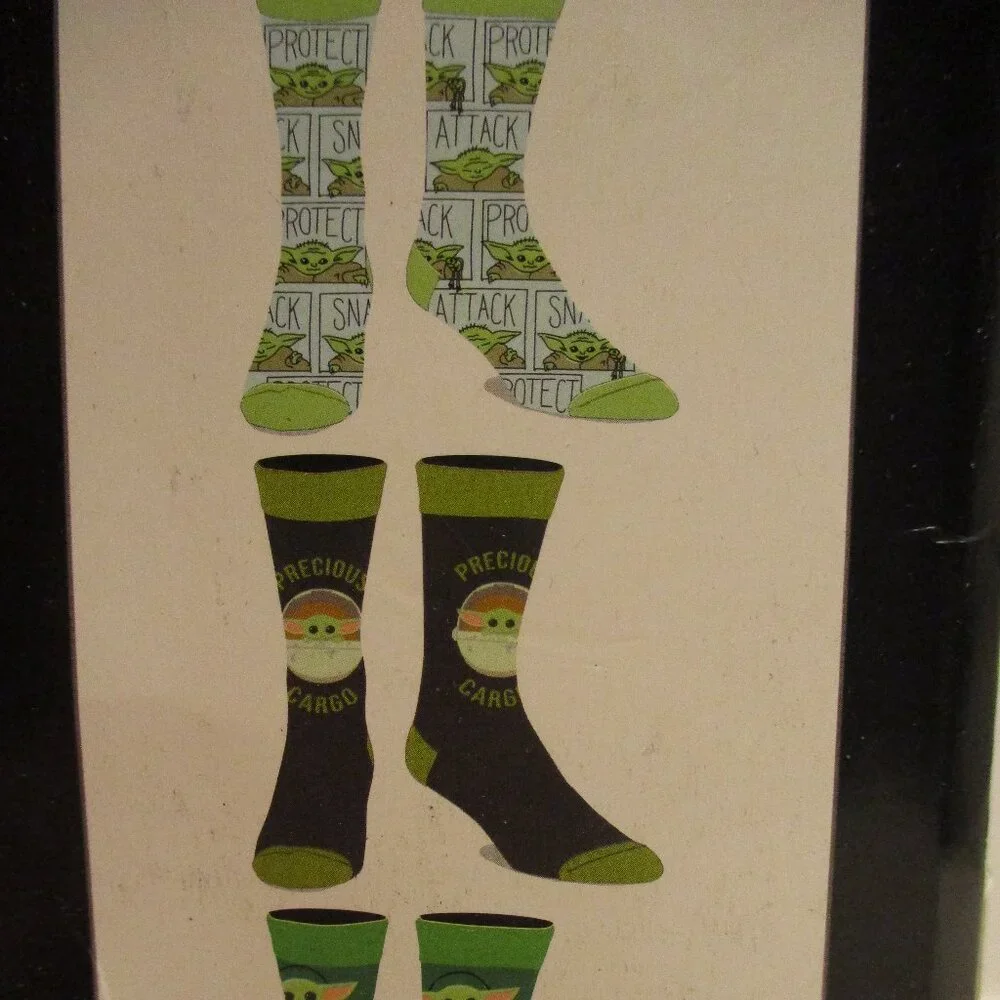 Star Wars Socks Mandalorian The Child Woman Size 8-12 Green Blue Black Set Of 6